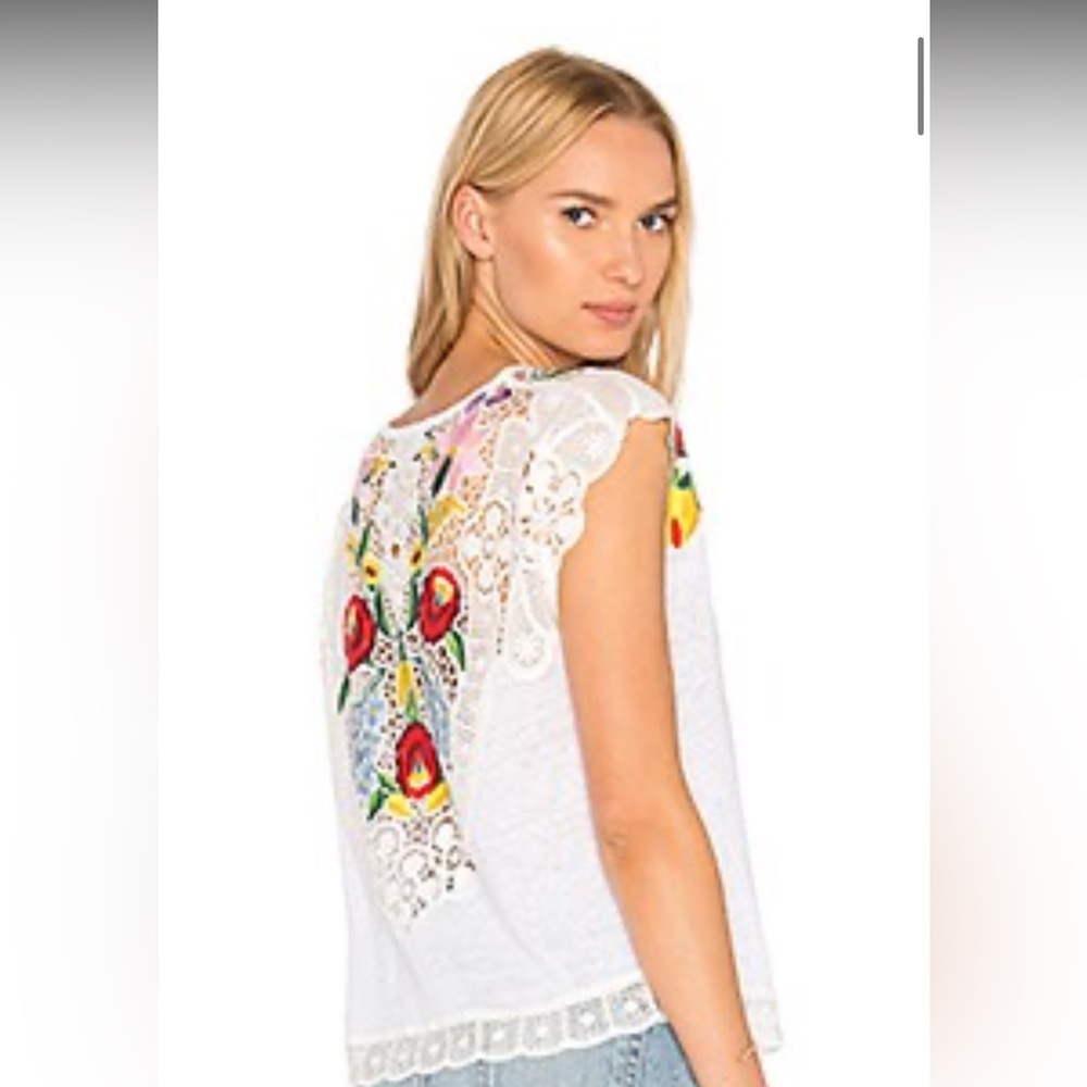 NWT Generation Love Maria Embroidered Tee in White & Multi Size XS